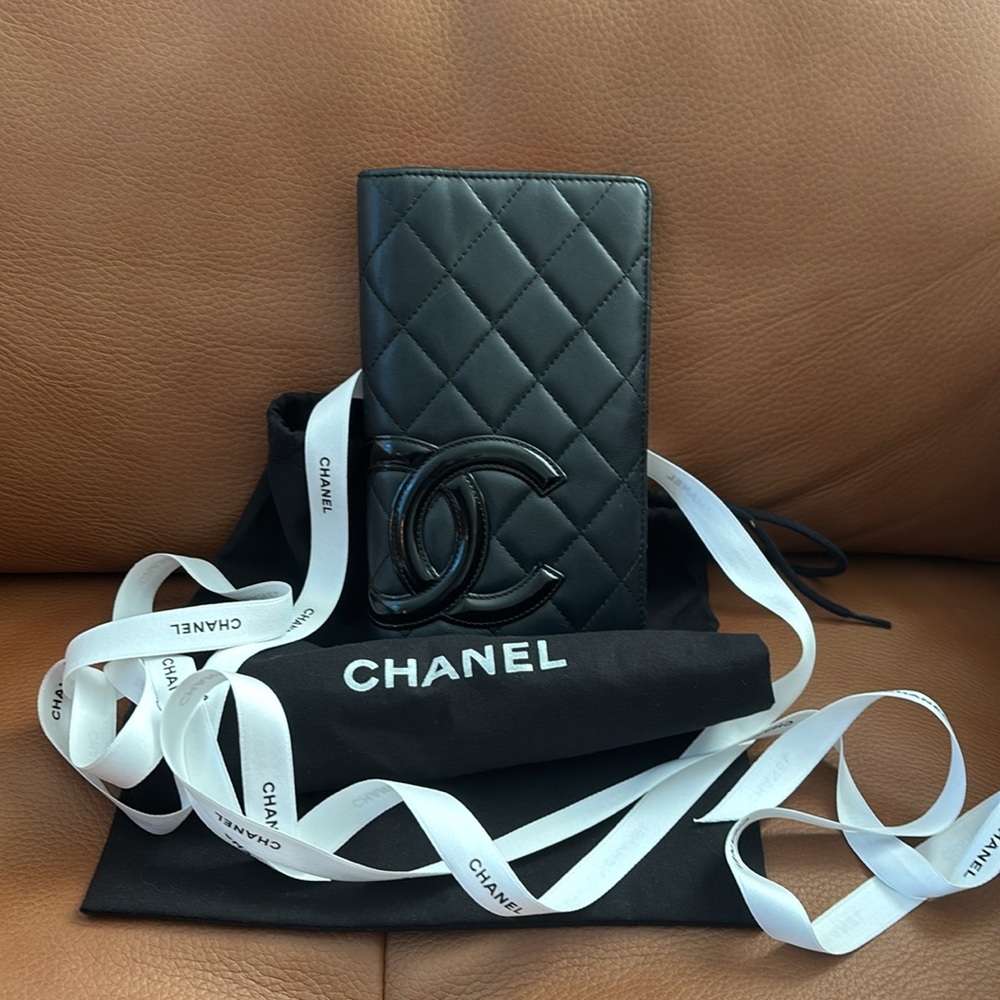 Chanel Cambon Bifold Long Lambskin Wallet w/Auth Card, Dustbag and Chanel Ribbon